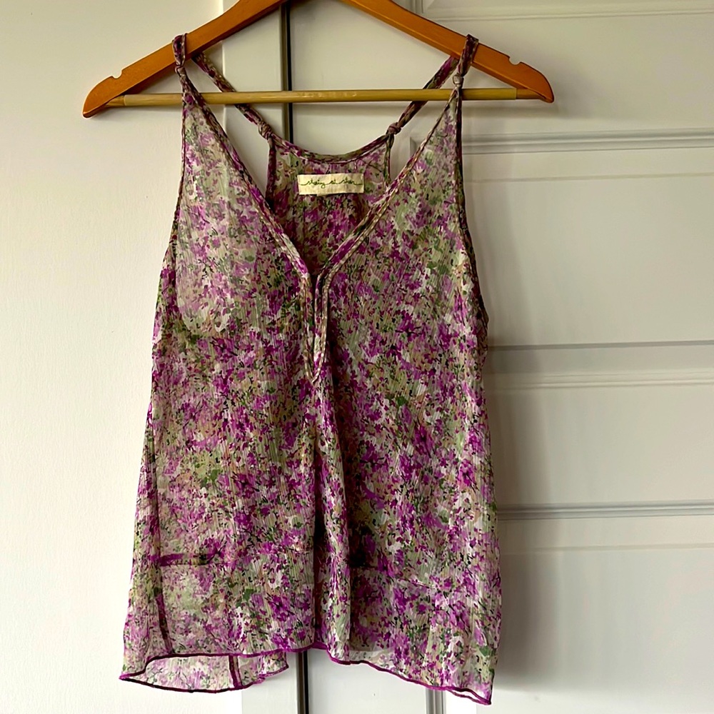 Small, floral, see-through blouse